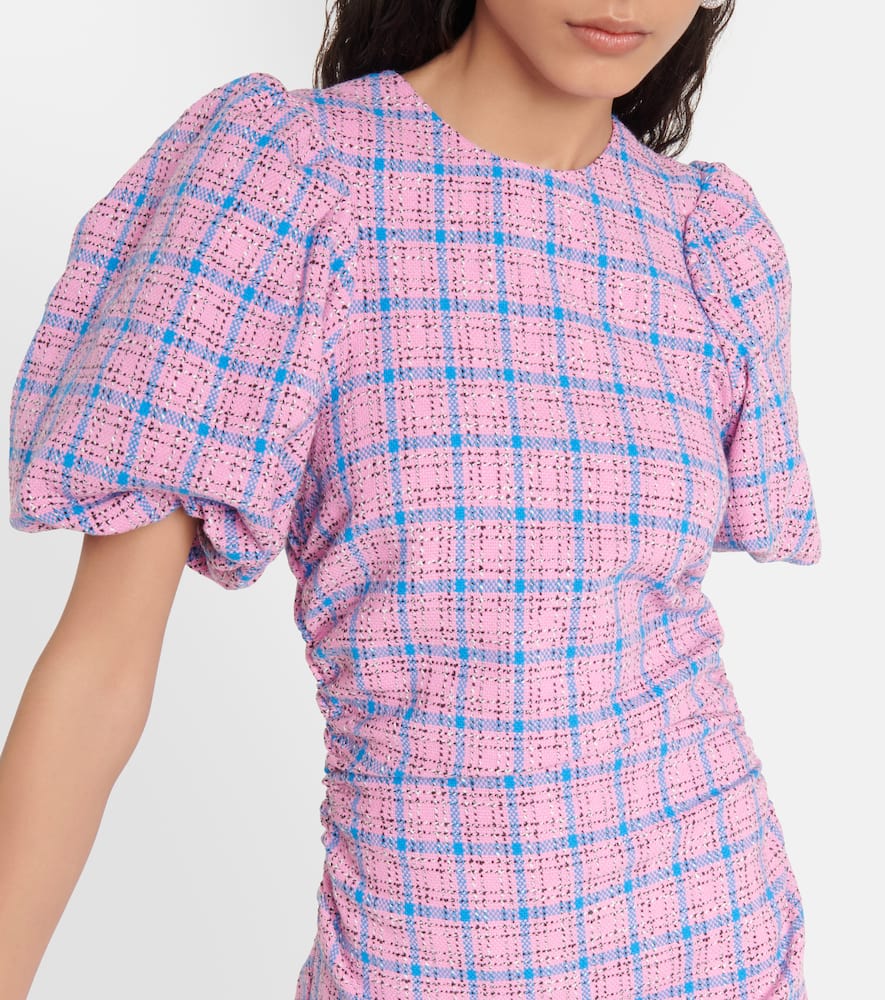 Ganni Checked cotton-blend minidress
