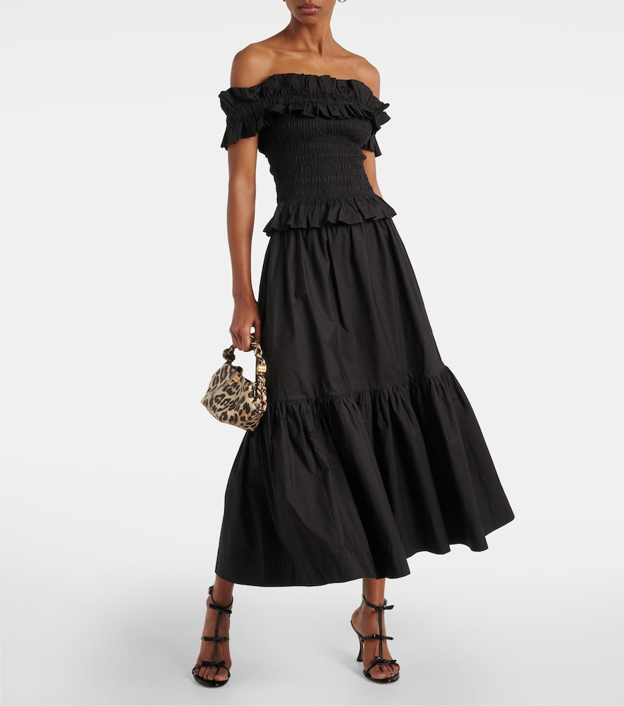 Ganni Cotton poplin midi skirt