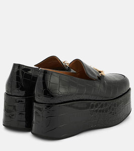 Ganni Croc-effect faux leather platform loafers