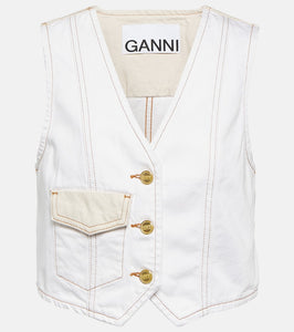 Ganni Cropped denim vest