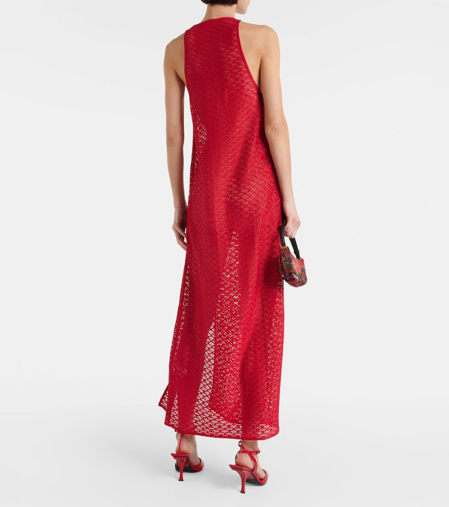 Ganni Cutout mesh maxi dress