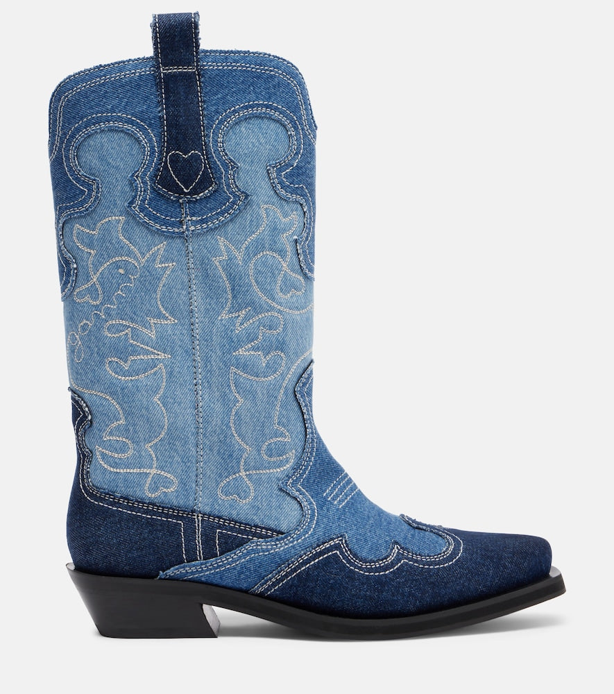 Ganni Denim cowboy boots
