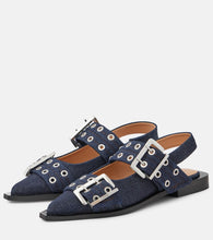 Ganni Denim slingback flats