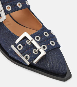 Ganni Denim slingback flats