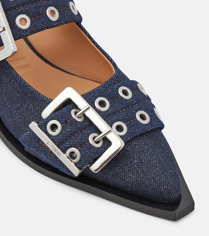 Ganni Denim slingback flats