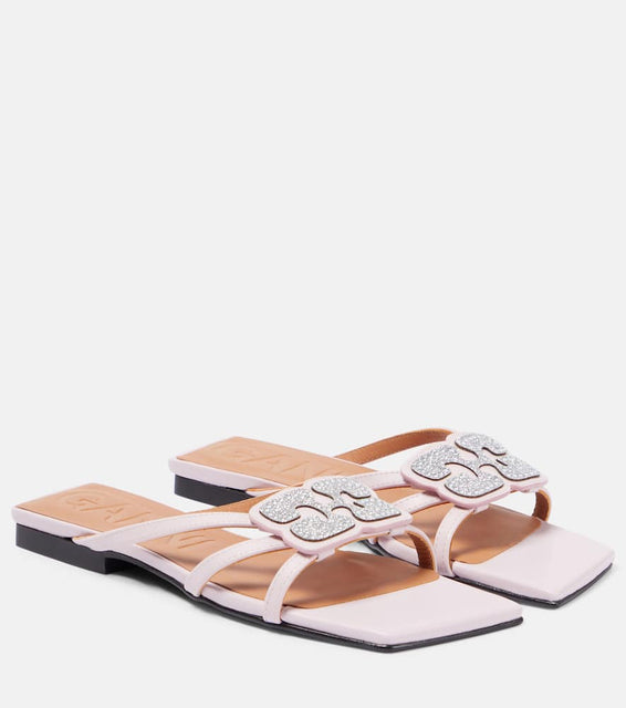 Ganni Embellished faux leather sandals