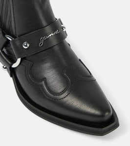 Ganni Embroidered faux leather cowboy boots