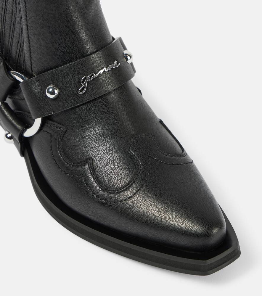 Ganni Embroidered faux leather cowboy boots
