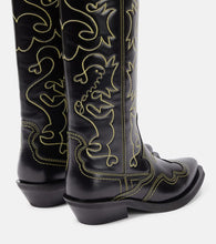 Ganni Embroidered leather cowboy boots