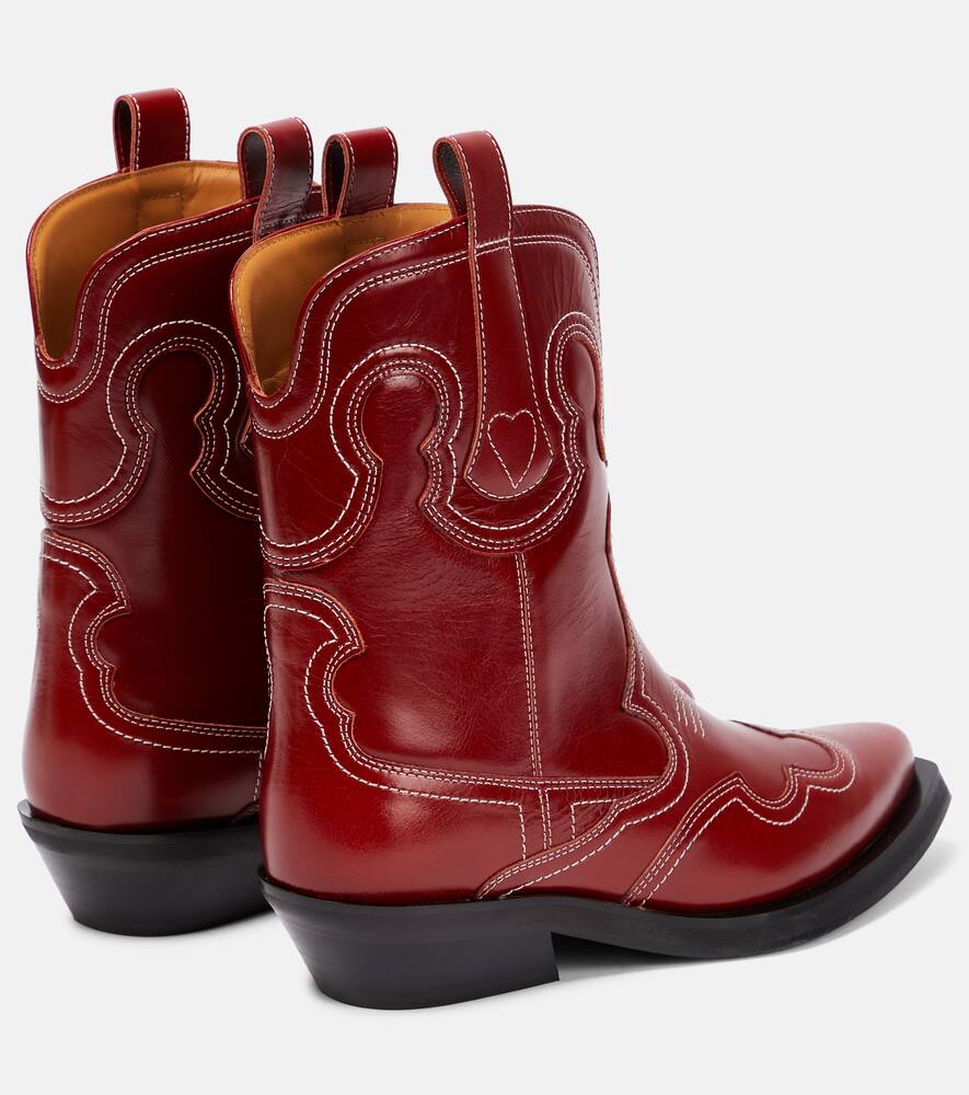 Ganni Embroidered leather cowboy boots