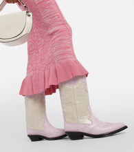 Ganni Embroidered leather cowboy boots