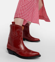Ganni Embroidered leather cowboy boots