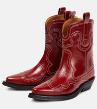 Ganni Embroidered leather cowboy boots