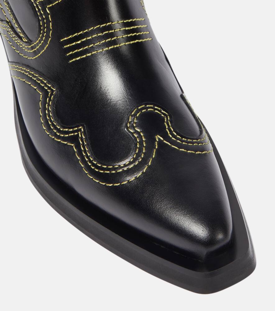 Ganni Embroidered leather cowboy boots