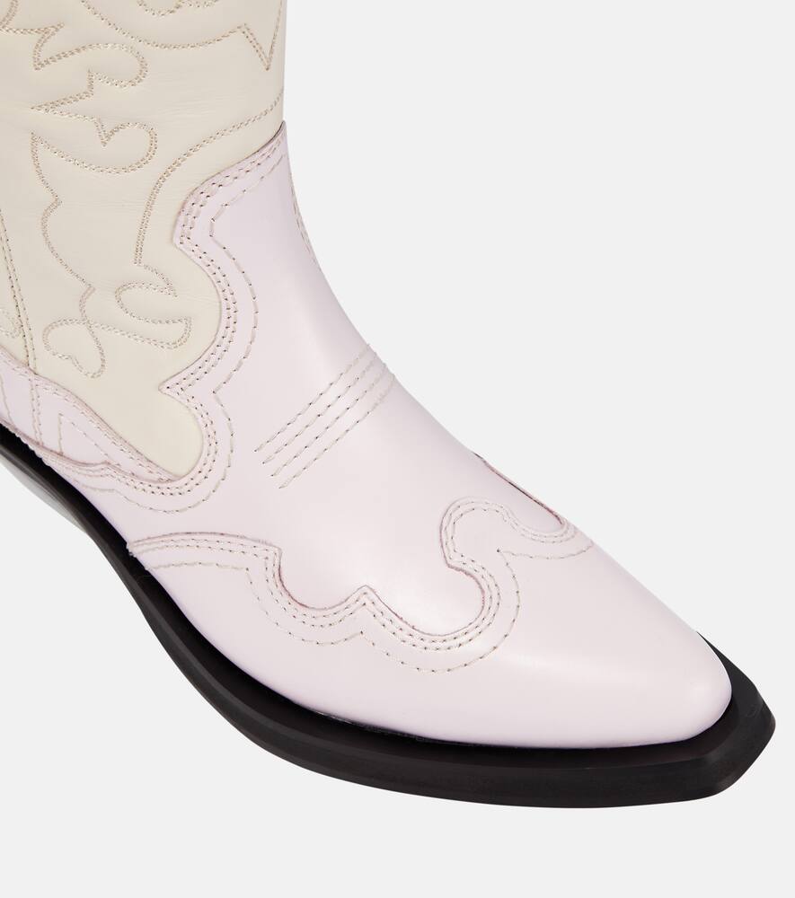 Ganni Embroidered leather cowboy boots