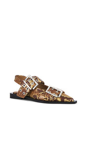 Ganni Feminine Buckle Ballerina in Brown