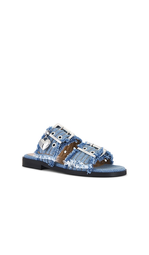 Ganni Feminine Buckle Sandal in Blue