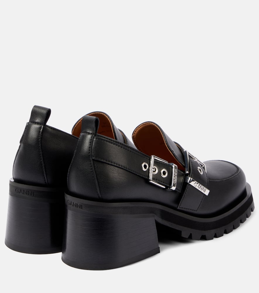 Ganni Feminine faux leather platform loafers