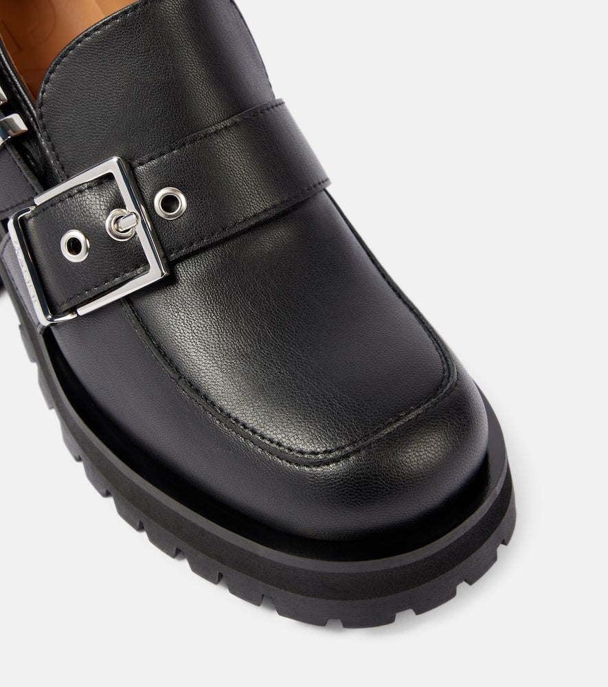 Ganni Feminine faux leather platform loafers
