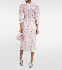Ganni Floral cotton midi dress
