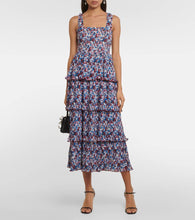 Ganni Floral pleated georgette midi dress