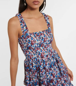 Ganni Floral pleated georgette midi dress