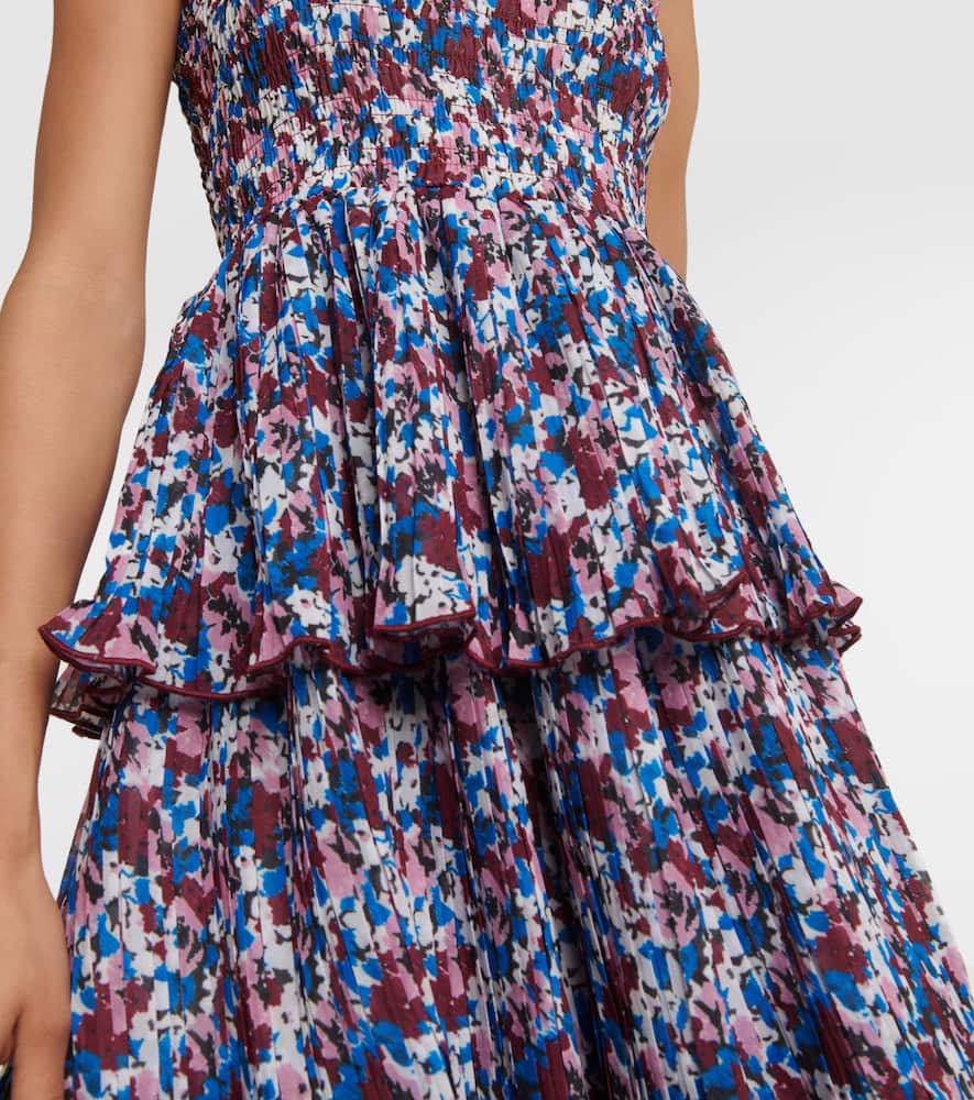Ganni Floral pleated georgette midi dress