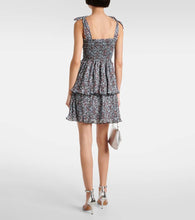 Ganni Floral tiered georgette minidress