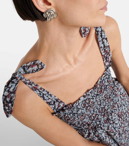Ganni Floral tiered georgette minidress