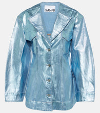 Ganni Foil metallic denim blazer