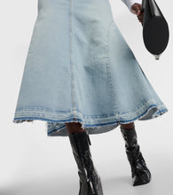 Ganni High-rise denim midi skirt