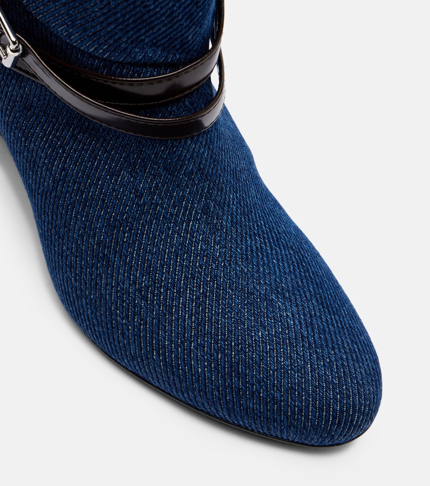 Ganni Kat denim knee-high wedge boots