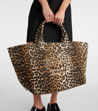 Ganni Leopard-print canvas tote bag