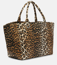 Ganni Leopard-print canvas tote bag