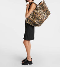 Ganni Leopard-print canvas tote bag
