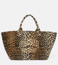 Ganni Leopard-print canvas tote bag. Shop Ganni Tote Bags for women now.