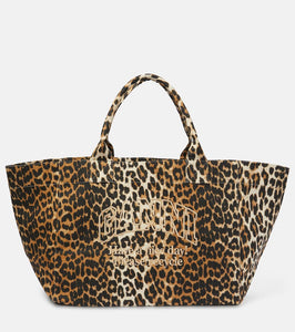 Ganni Leopard-print canvas tote bag. Shop Ganni Tote Bags for women now.