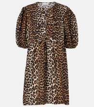 Ganni Leopard-print cotton minidress. Ganni 豹纹棉质迷你连衣裙