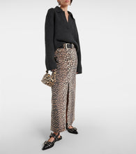 Ganni Leopard-print denim maxi skirt
