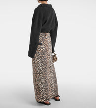 Ganni Leopard-print denim maxi skirt