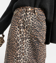Ganni Leopard-print denim maxi skirt