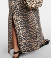 Ganni Leopard-print denim maxi skirt