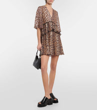 Ganni Leopard-print georgette minidress