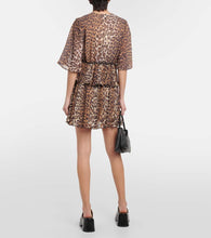 Ganni Leopard-print georgette minidress