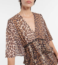 Ganni Leopard-print georgette minidress
