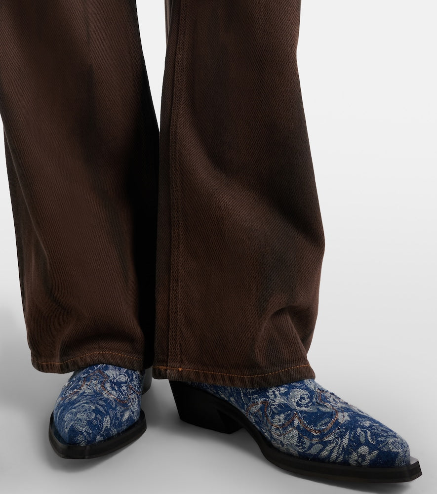 Ganni Low Shaft embroidered jacquard cowboy boots