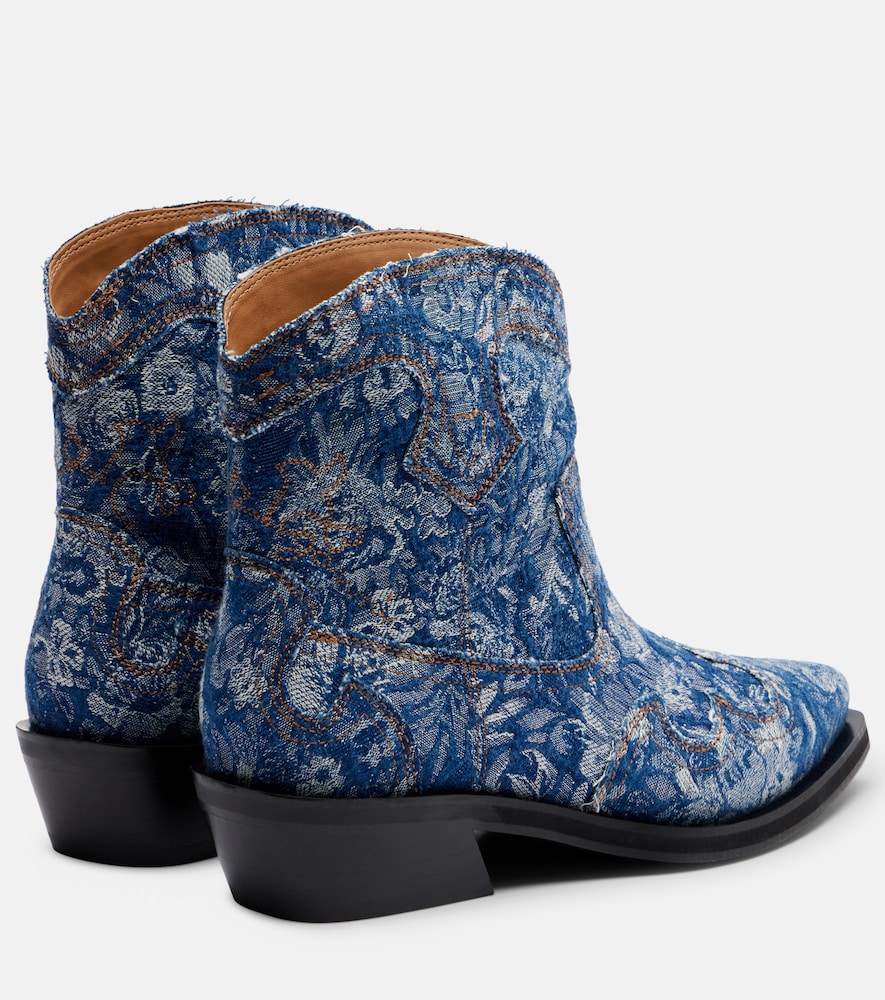 Ganni Low Shaft embroidered jacquard cowboy boots