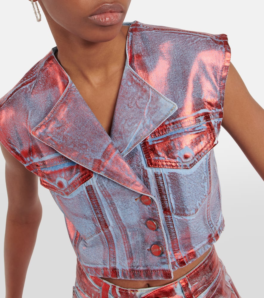 Ganni Metallic denim vest