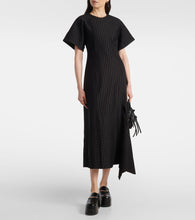 Ganni Pinstripe asymmetric midi dress