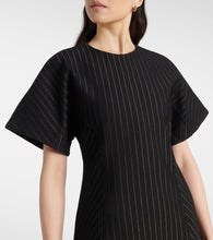 Ganni Pinstripe asymmetric midi dress